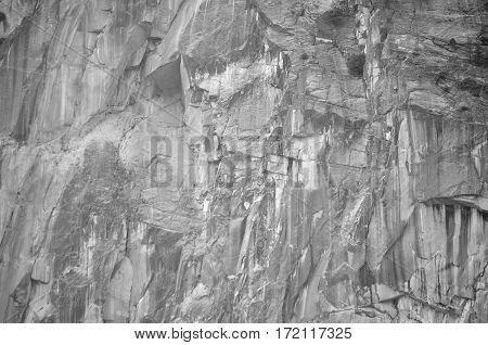 2017 Yosemite, California: Abstract view of a the side of a rocky mountain cliff