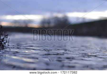 2017 Fresno, California: Close up of water ripples on San Joaquin River