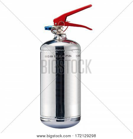 Chrome Fire Extinguisher Isolated on White Background