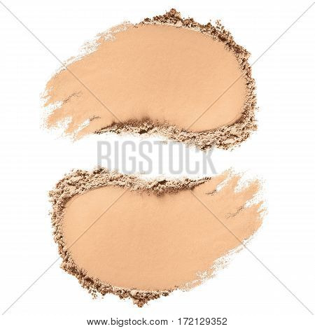 Collection of Foundation Powder Makeup Brushed Isolated on White Background