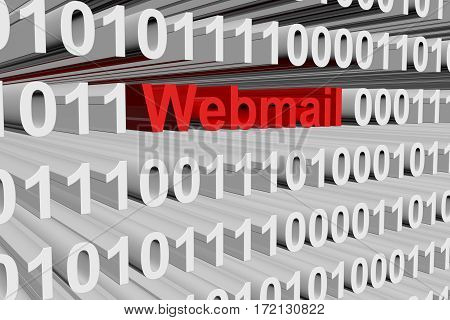webmail in the form of binary code, 3D illustration