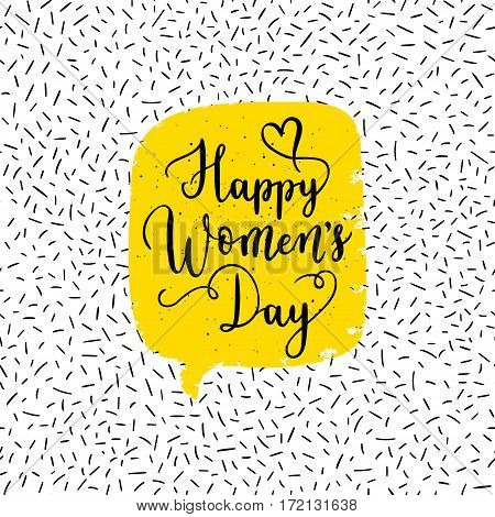 Happy Womens Day Greeting Card, Poster. Vector Holiday Background With Hand Lettering.