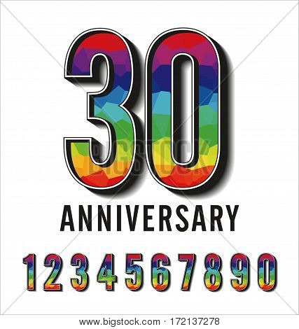 Set of rainbow colorful polygonal numbers anniversary