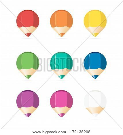Set of Wooden Colored Pens. Colorful Web Stickers, Tags, Banners and Labels.