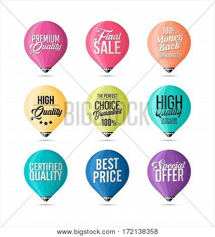 Set of Stickers Fine Colors. Promotional Badges and Sale Tags.