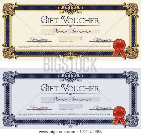 Gift Voucher with Ornaments. Set of two.