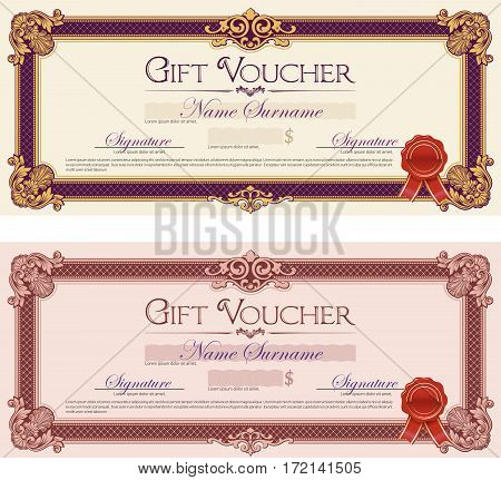 Gift Voucher Ornament Frame Royal Purple And Red.eps