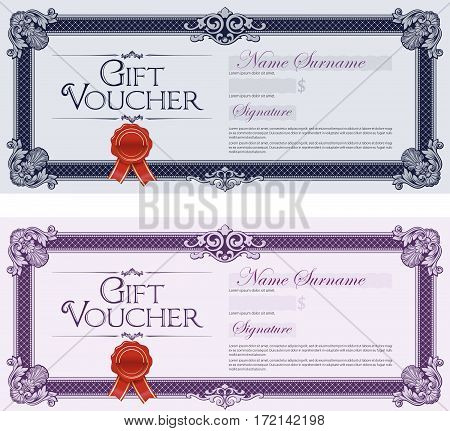 Gift Vouchers with Ornaments. Set of Two Vintage Gift Vouchers.