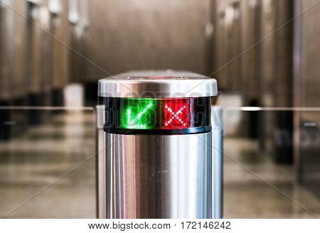 Automatic Security Gateway And Electronic Card Reader.,selective Focus.