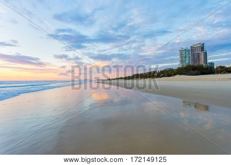 Early morning sunrise at Broadbeach on Queensland's Gold Coast in Australia