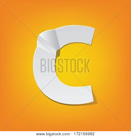 The new design of the English alphabet C capital letter was folded paper some of the letters. Adapted from the font Myriad Pro extra bold.