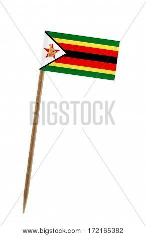 Tooth pick wit a small paper flag of Zimbabwe