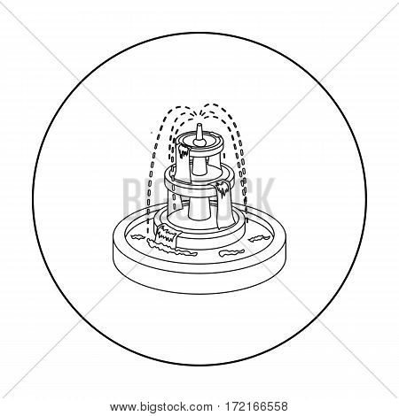 Fountain icon in outline style isolated on white background. Park symbol vector illustration.