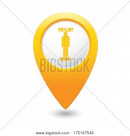 Yellow map pointer with men restroom icon