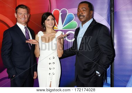 LOS ANGELES - JAN 18:  Philip Winchester, Monica Barbarao, Carl Weathers at the NBC/Universal TCA Winter 2017 at Langham Hotel on January 18, 2017 in Pasadena, CA