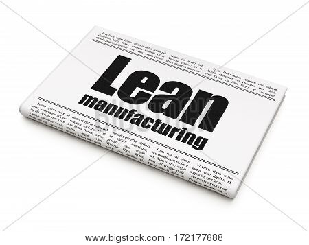 Manufacuring concept: newspaper headline Lean Manufacturing on White background, 3D rendering