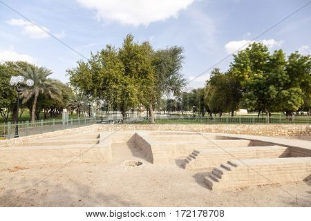 Settlement ruins and remains at the Hili archaeological park in Al Ain. Emirate of Abu Dhabi United Arab Emirates