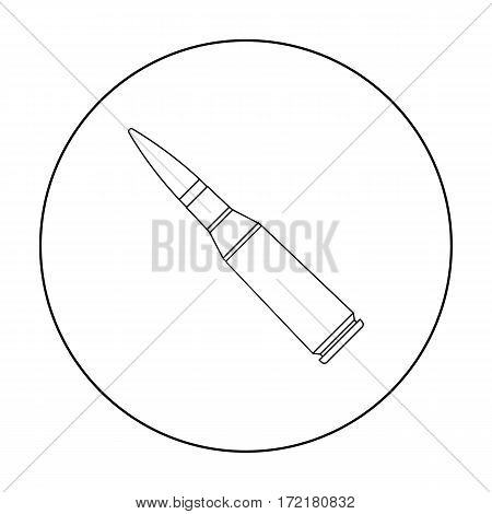 Military rifle bullet icon in outline style isolated on white background. Military and army symbol vector illustration