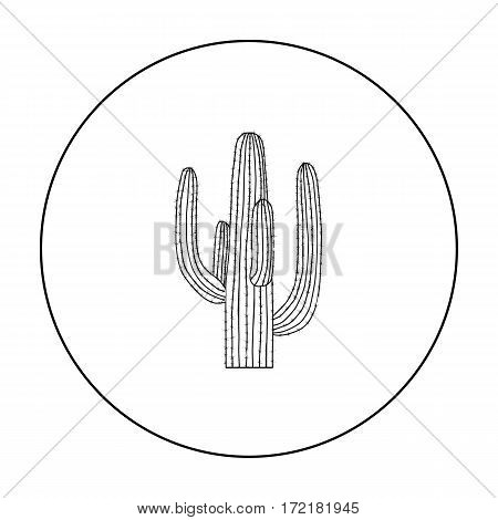 Mexican cactus icon in outline style isolated on white background. Mexico country symbol vector illustration.