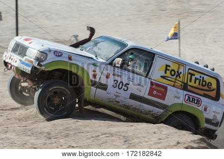Off-road Truck Competing In A Desert Rally