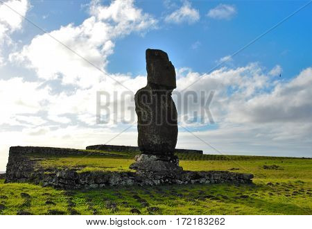 Moai at Ahu Tahai in Hanga Roa in Rapa Nui Easter Island Chile South America