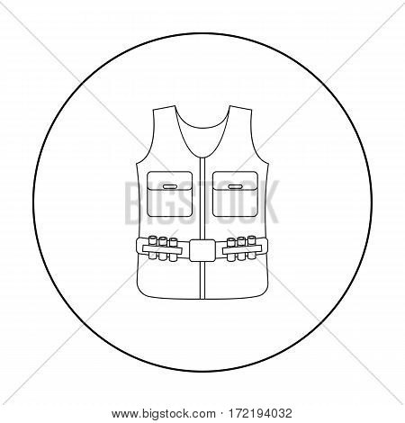 Hunting vest icon in outline style isolated on white background. Hunting symbol vector illustration.