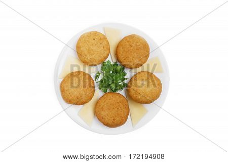 mchadi with cheese traditional Georgian dish white background top view