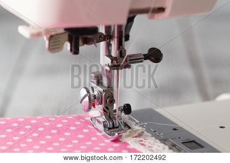 Closeup View Of Sawing Machine At Home