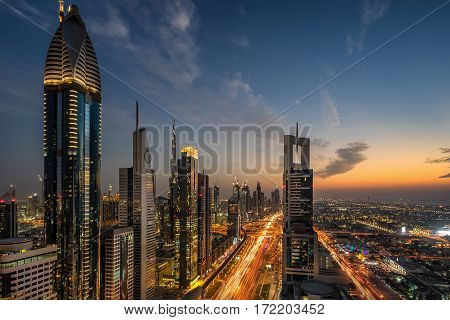Sheik Zayed Road in Dubai in the UAE