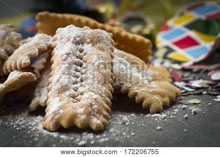 Tipical italian cake Chiacchere for carnival party