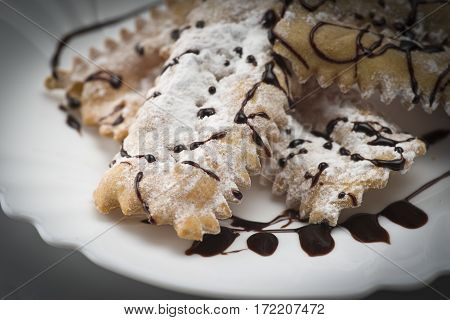 Tipical italian cake Chiacchere for carnival party