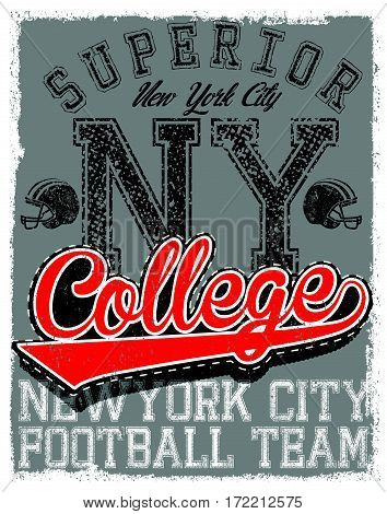 Athletic Dept. New york; Varsity Sport vector print and varsity. For t-shirt or other uses in vector.T shirt graphic
