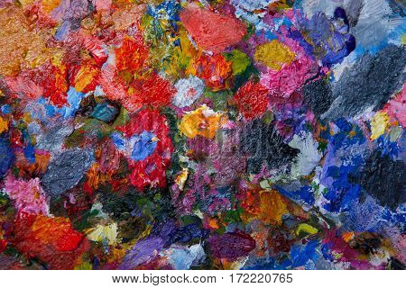 Texture Mixed Oil Paints In Different Colors