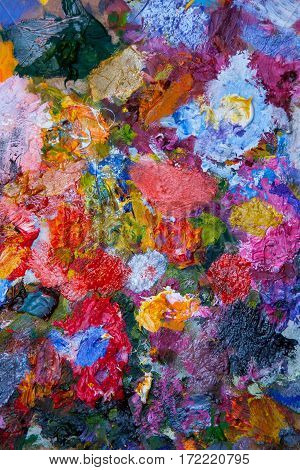 Texture Mixed Oil Paints In Different Colors
