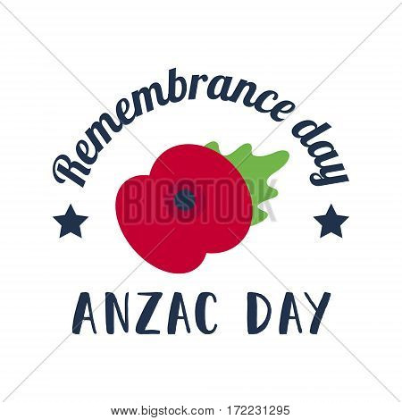 Remembrance Day poppy card.
Anzac day Australia, Zealand, Kenia.
