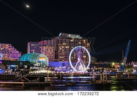 Harbourside Shopping Mall Withferris Wheel At Night