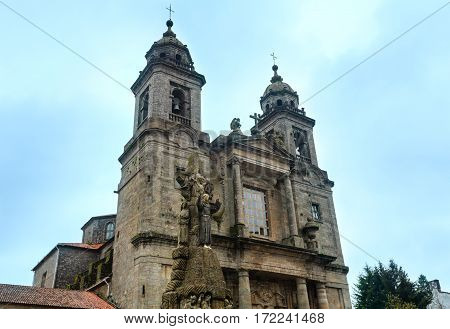 Two Bell towers and facade of Convent of San Francisco de Santiago (Santiago de Compostela Spain).