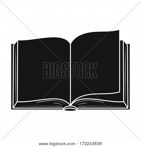 Opened book icon in black design isolated on white background. Books symbol stock vector illustration.