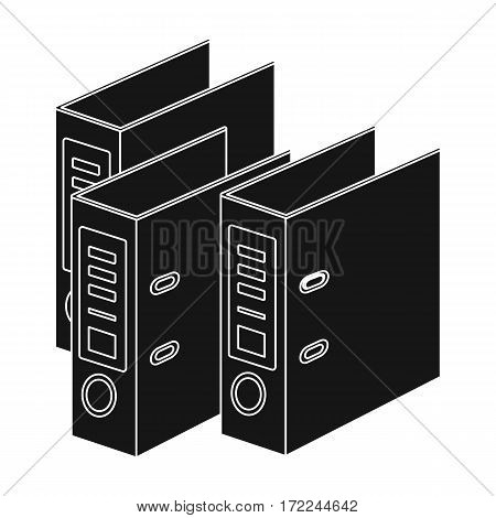 Ring binders icon in black design isolated on white background. Library and bookstore symbol stock vector illustration.