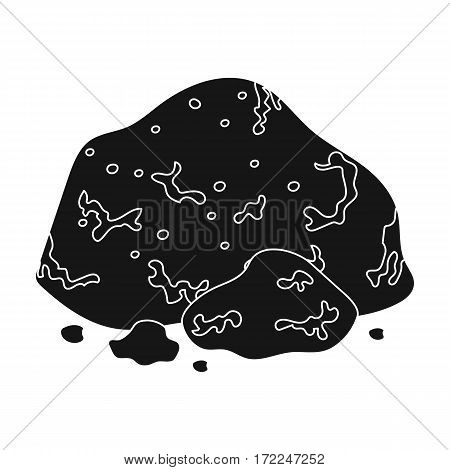Golden ore icon in black design isolated on white background. Precious minerals and jeweler symbol stock vector illustration.
