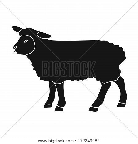 Sheep icon in black design isolated on white background. Scotland country symbol stock vector illustration.