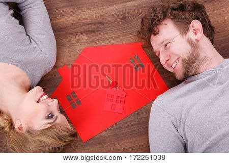 Just Married Lying On Floor.