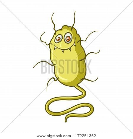 Yellow virus icon in cartoon design isolated on white background. Viruses and bacteries symbol stock vector illustration.