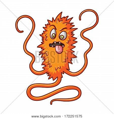 Orange virus icon in cartoon design isolated on white background. Viruses and bacteries symbol stock vector illustration.