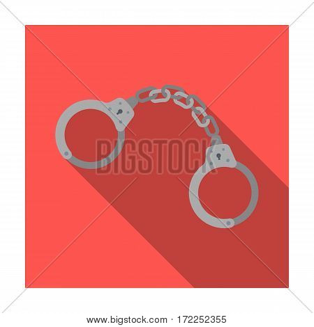 Handcuffs icon in flat design isolated on white background. Police symbol stock vector illustration.