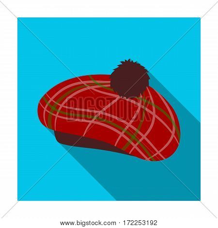 Scottish traditional cap icon in flat design isolated on white background. Scotland country symbol stock vector illustration.