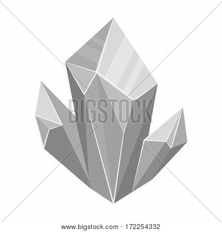 Blue natural mineral icon in monochrome design isolated on white background. Precious minerals and jeweler symbol stock vector illustration.