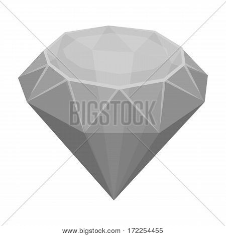 Diamond icon in monochrome design isolated on white background. Precious minerals and jeweler symbol stock vector illustration.