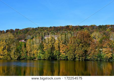 Meulan France - october 31 2016 : the picturesque city in autumn