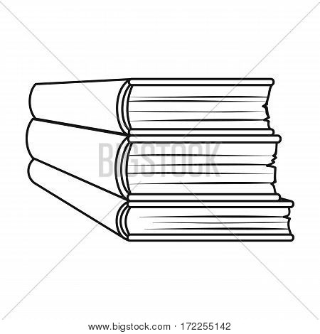 Stack of books icon in outline design isolated on white background. Books symbol stock vector illustration.